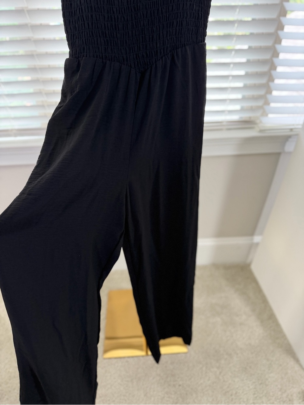Black Smocked Ruffle Neck Maxi Dress - Picture 2 of 5